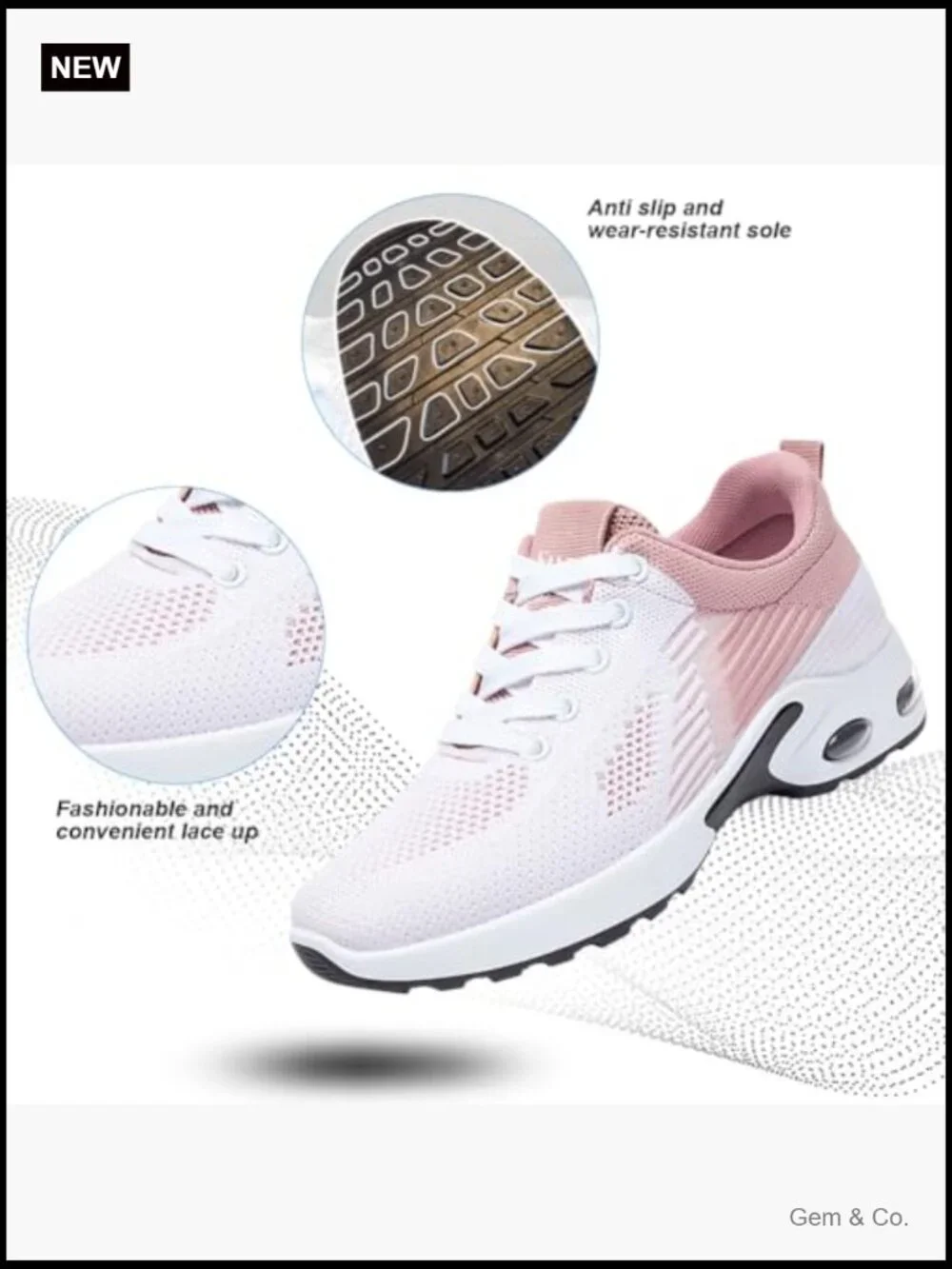 Lightweight Mesh Sneakers Air Cushion Running Shoes Breathable Athletic Walking